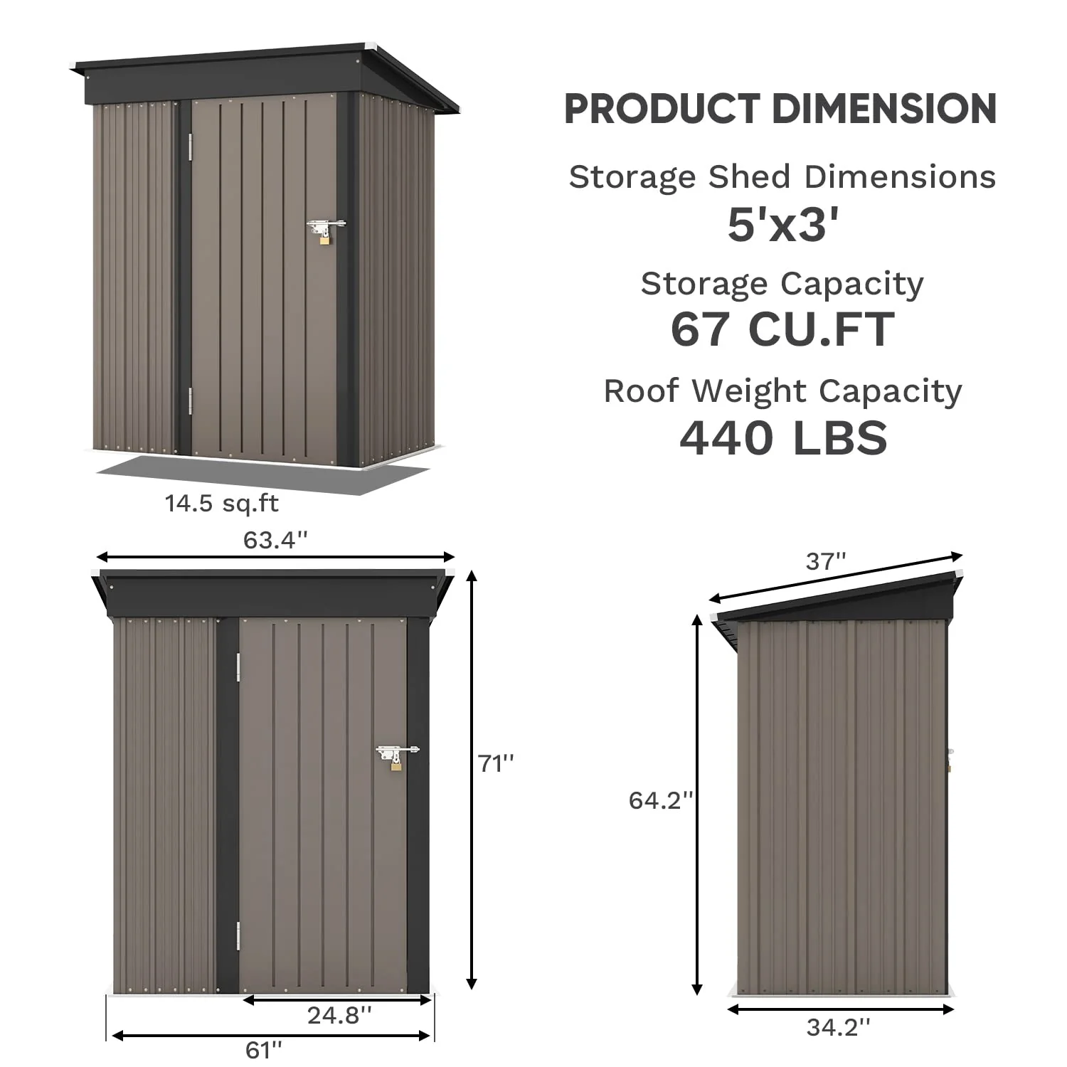 Patiowell 5x3 ft Outdoor Storage Shed - John Pierce Auto Care