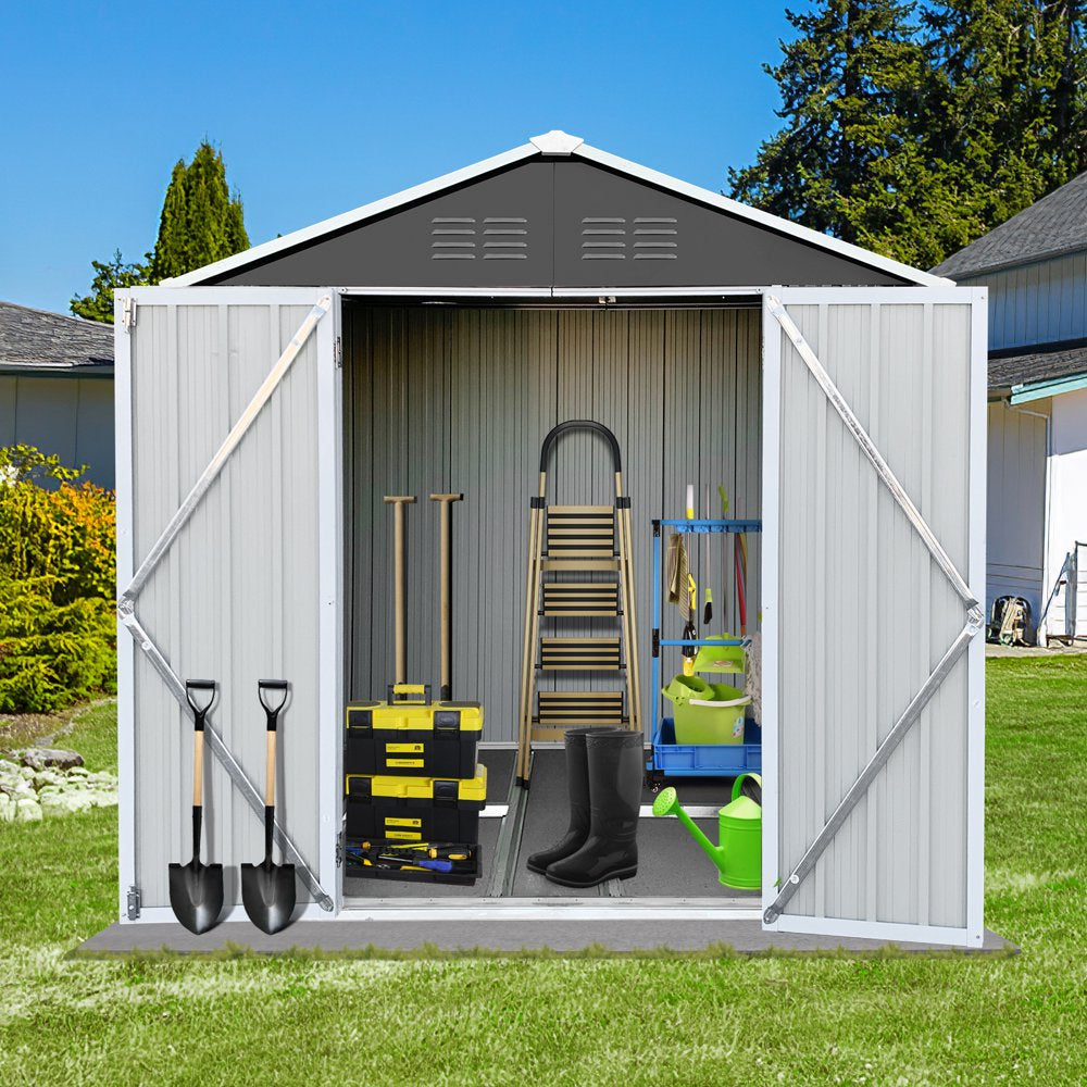Seizeen 6\u0026#039; X 4\u0026#039; Outdoor Metal Storage Shed, Tools Storage Shed with Lockable Doors - John Pierce Auto Care