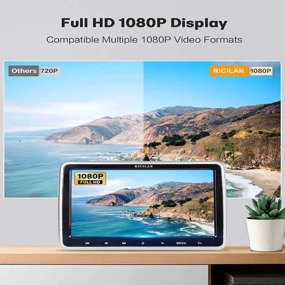 RICILAR Premium 10.5\u0026quot; Dual Screen Portable DVD Player for Car, Black ( 2 x DVD Player��Non built in battery ) - John Pierce Auto Care