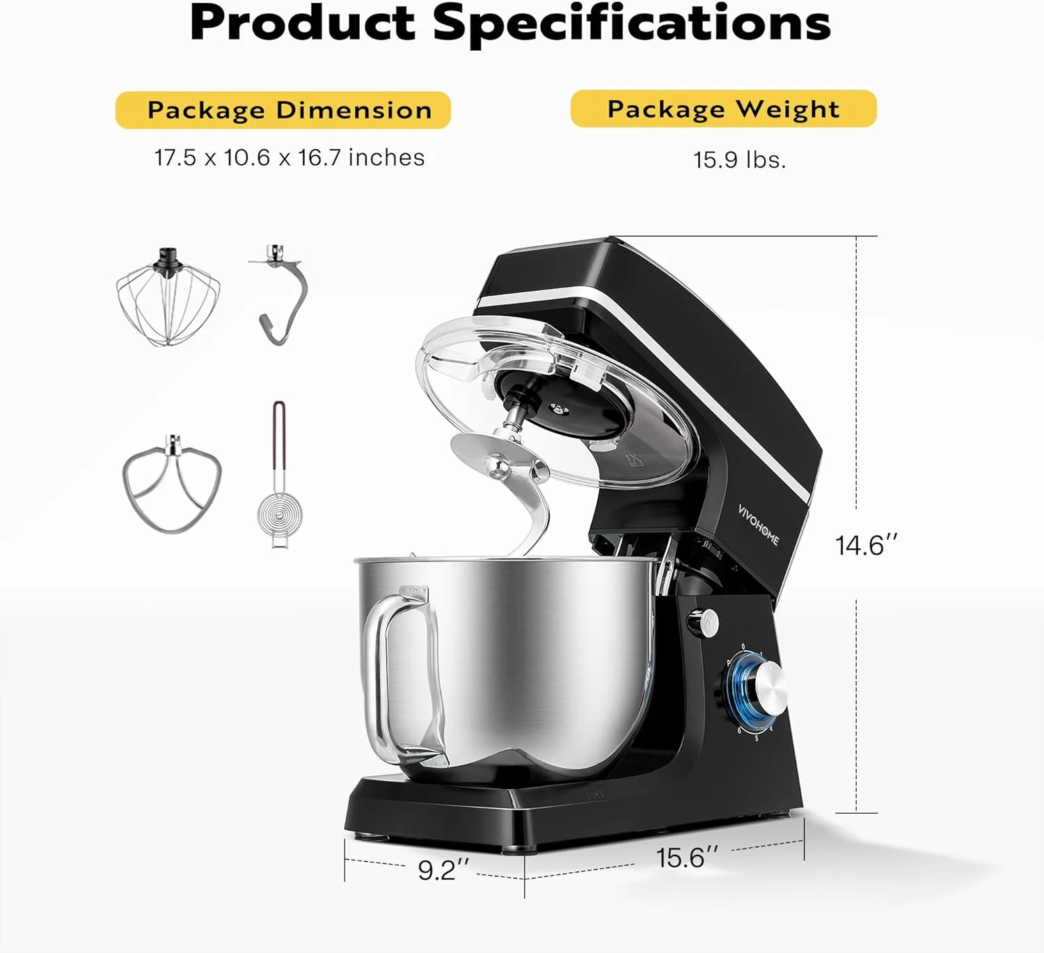 SPECSTAR 7.5 Quart Stand Mixer, Black - John Pierce Auto Care