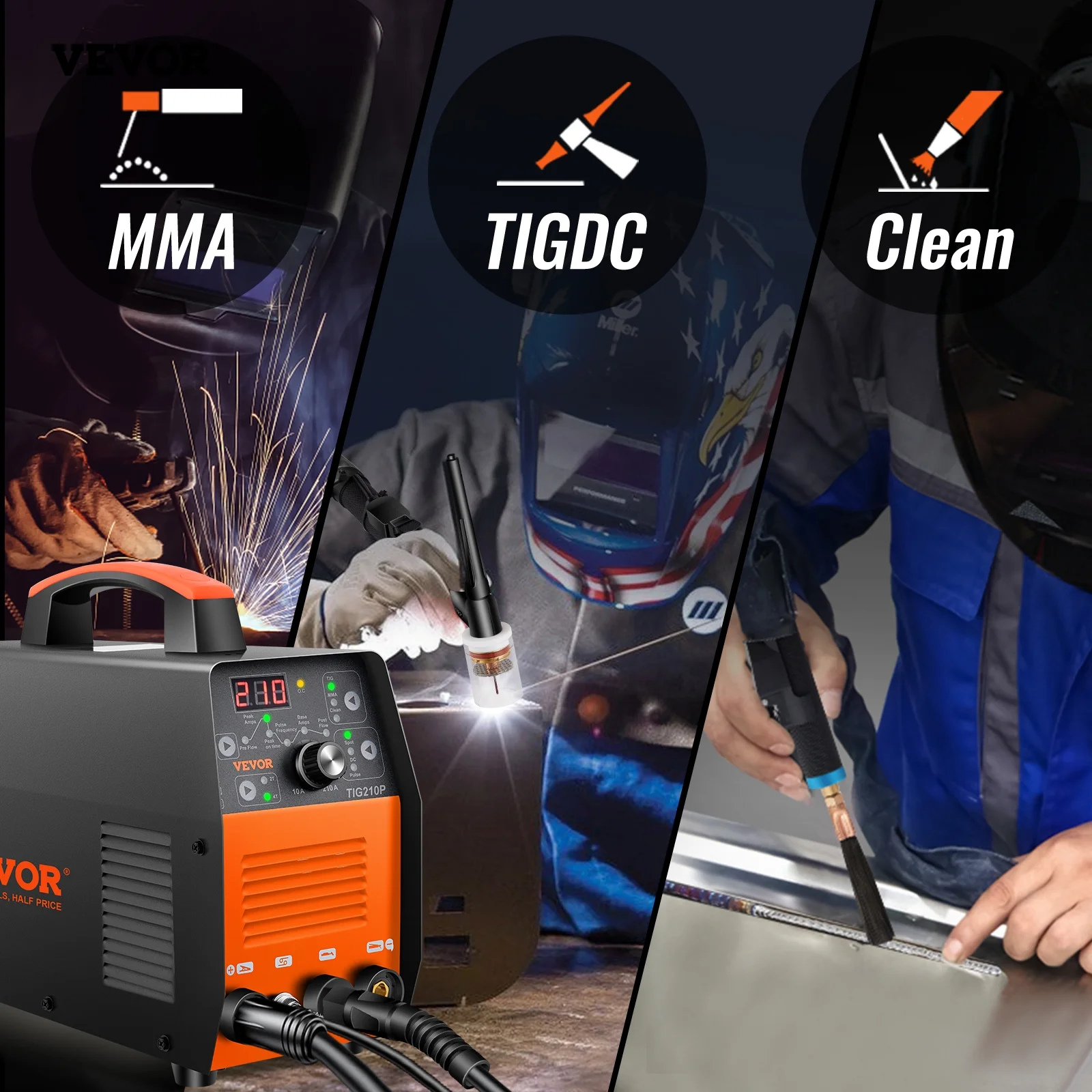 VEVOR 210Amp TIG Welder 110\/220V Dual Voltage HF TIG\/Stick\/Clean 3 in 1 Welder w\/ Pulse, IGBT Inverter \u0026amp; Torch, Digital Arc Welding Machine for Stainless Steel, Iron, Mild Steel, Copper, and Nickel - John Pierce Auto Care
