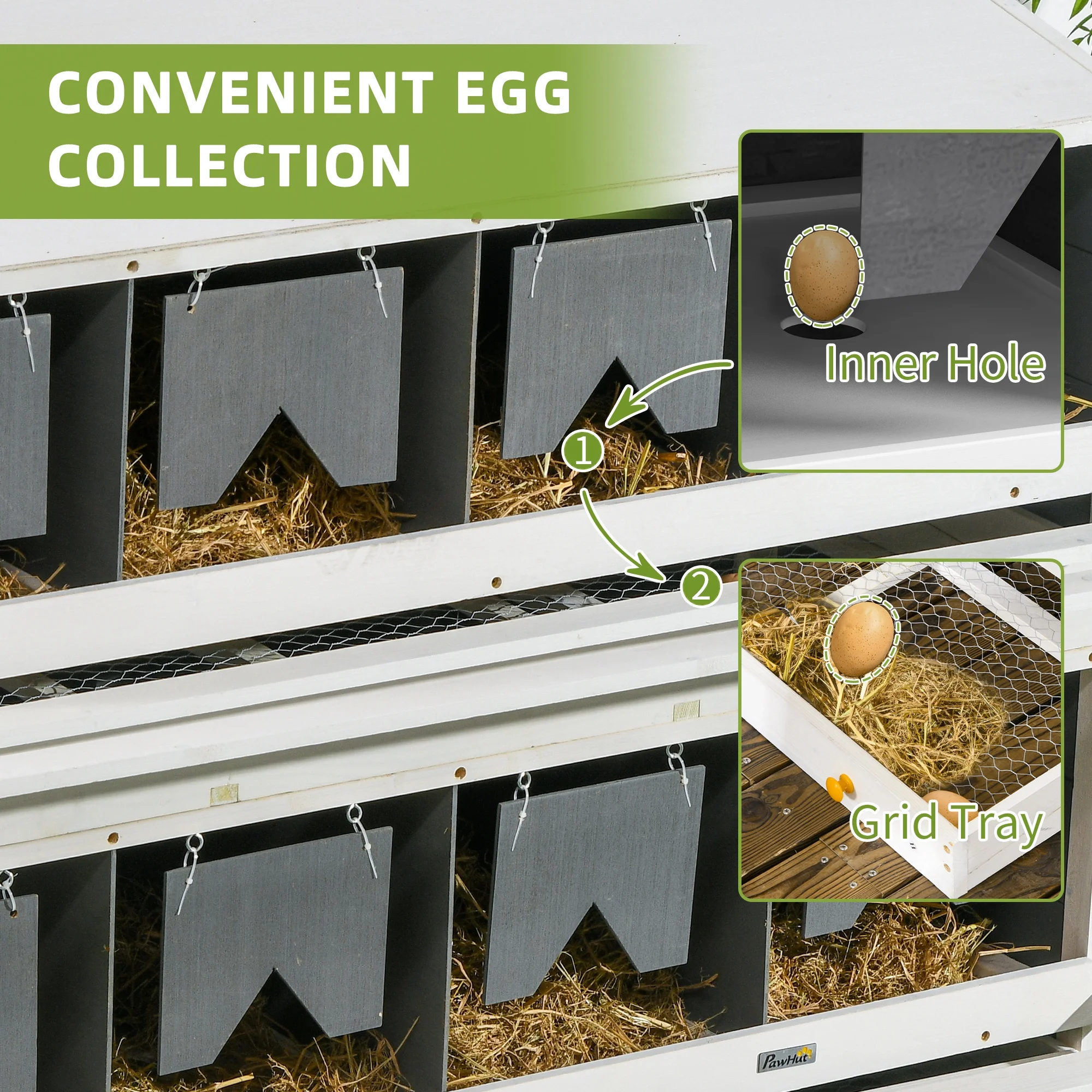 PawHut Nesting Boxes for Chickens W\/ 2 Egg Collection Trays, 8 Compartments - John Pierce Auto Care