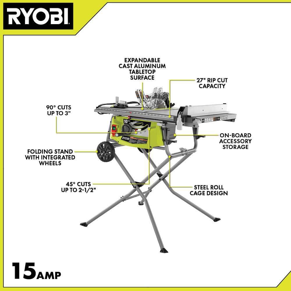 15-Amp 10-inch Portable Table Saw with Stand - John Pierce Auto Care