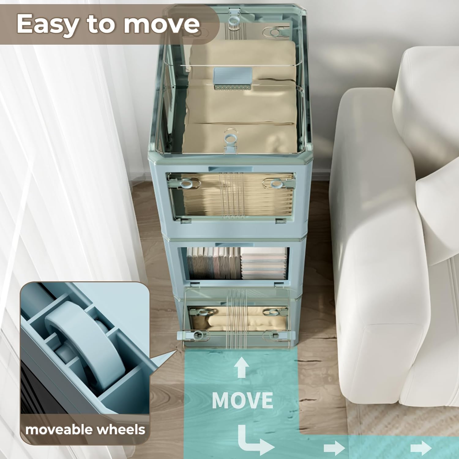 14.5 gallon foldable storage bins with LIDS, 6 packs, 5 open stackable storage bins, plastic storage bins - John Pierce Auto Care