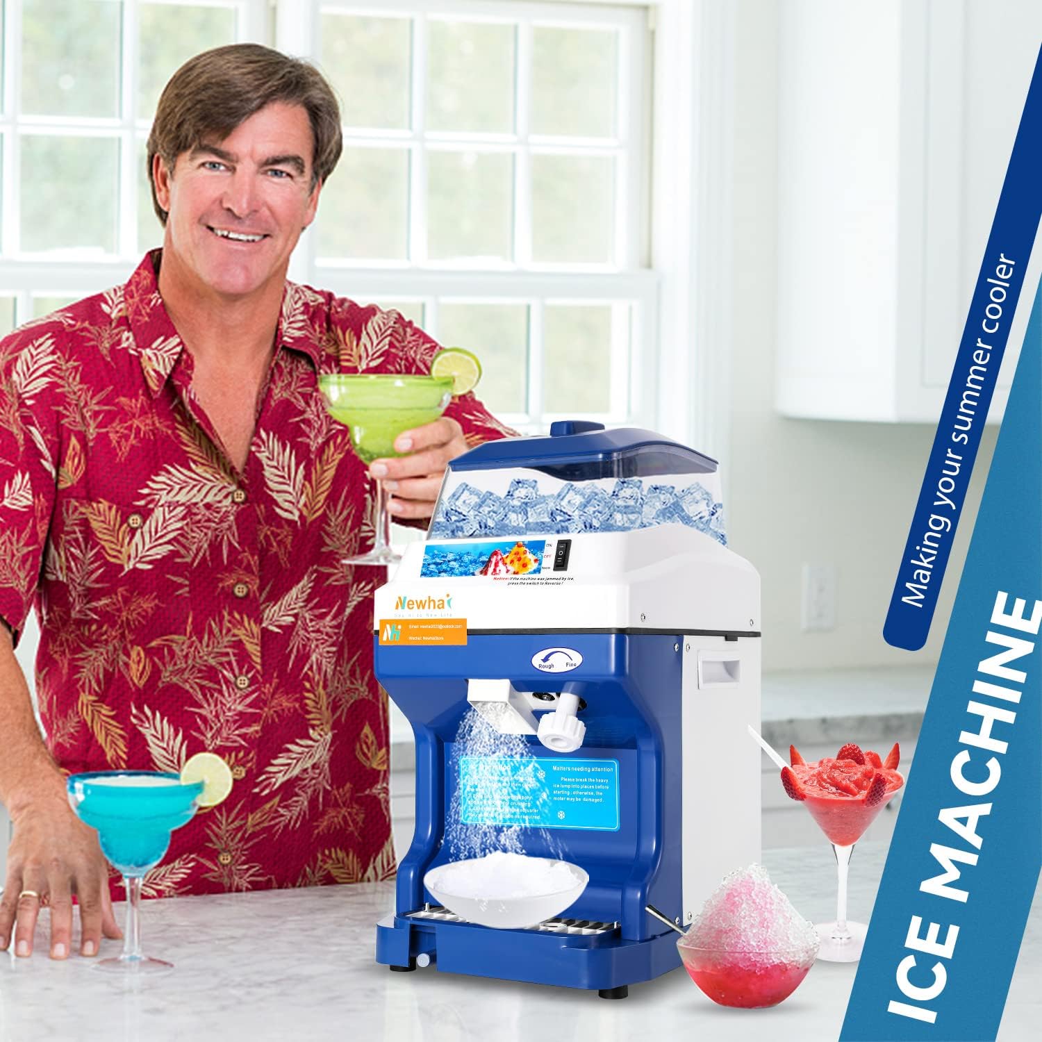 Commercial ice shredder Electric shave ice machine 300W automatic shave ice machine 1400RPM adjustable thickness 441 lb\/h shave ice machine - John Pierce Auto Care