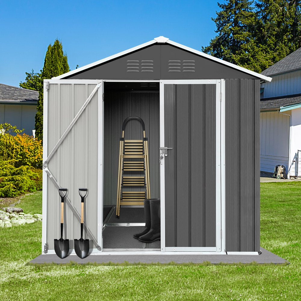 Seizeen 6\u0026#039; X 4\u0026#039; Outdoor Metal Storage Shed, Tools Storage Shed with Lockable Doors - John Pierce Auto Care