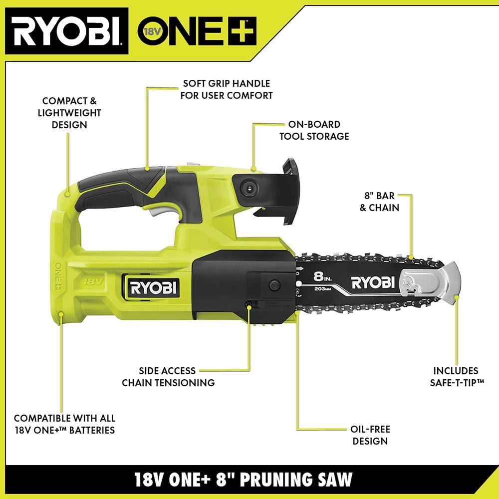 Ryobi 18V 8-inch Cordless Pole Saw & Pruning Saw - John Pierce Auto Care