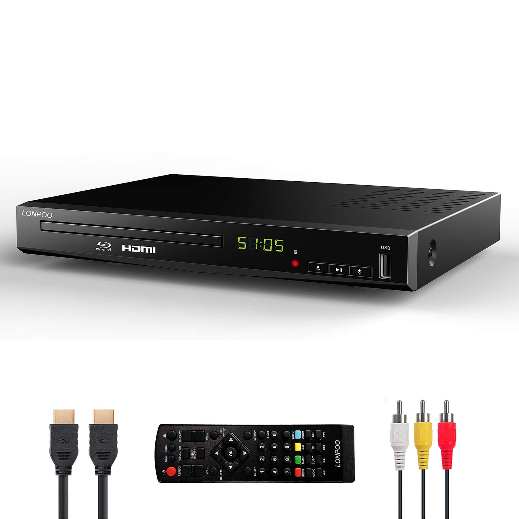 HD Blu Ray Disc Player for TV with HDMI and AV Cables, 1080P, Built in PAL NTSC - John Pierce Auto Care