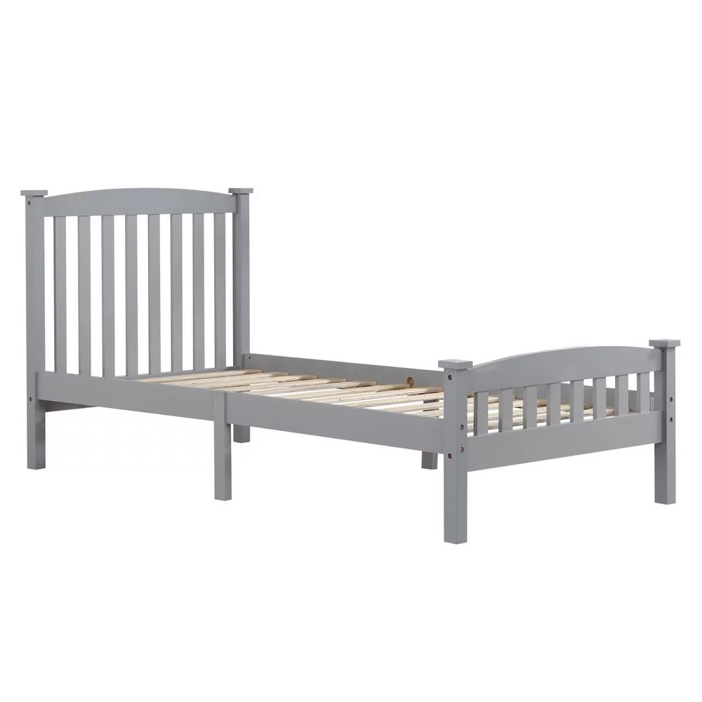 Ktaxon Vertical Wood Bed Frame for Bedroom with Headboard and Footboard Gray Twin Size - John Pierce Auto Care
