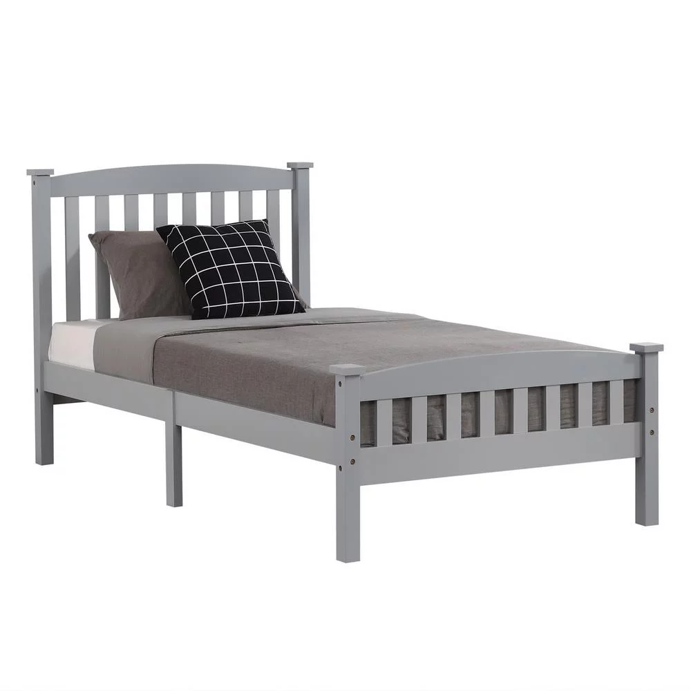 Ktaxon Vertical Wood Bed Frame for Bedroom with Headboard and Footboard Gray Twin Size - John Pierce Auto Care