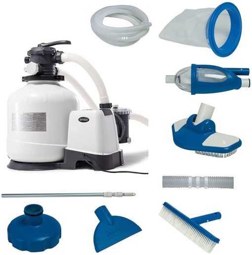3000 GPH Above Ground Pool Sand Filter Pump w\/ Deluxe Pool Maintenance Kit - John Pierce Auto Care