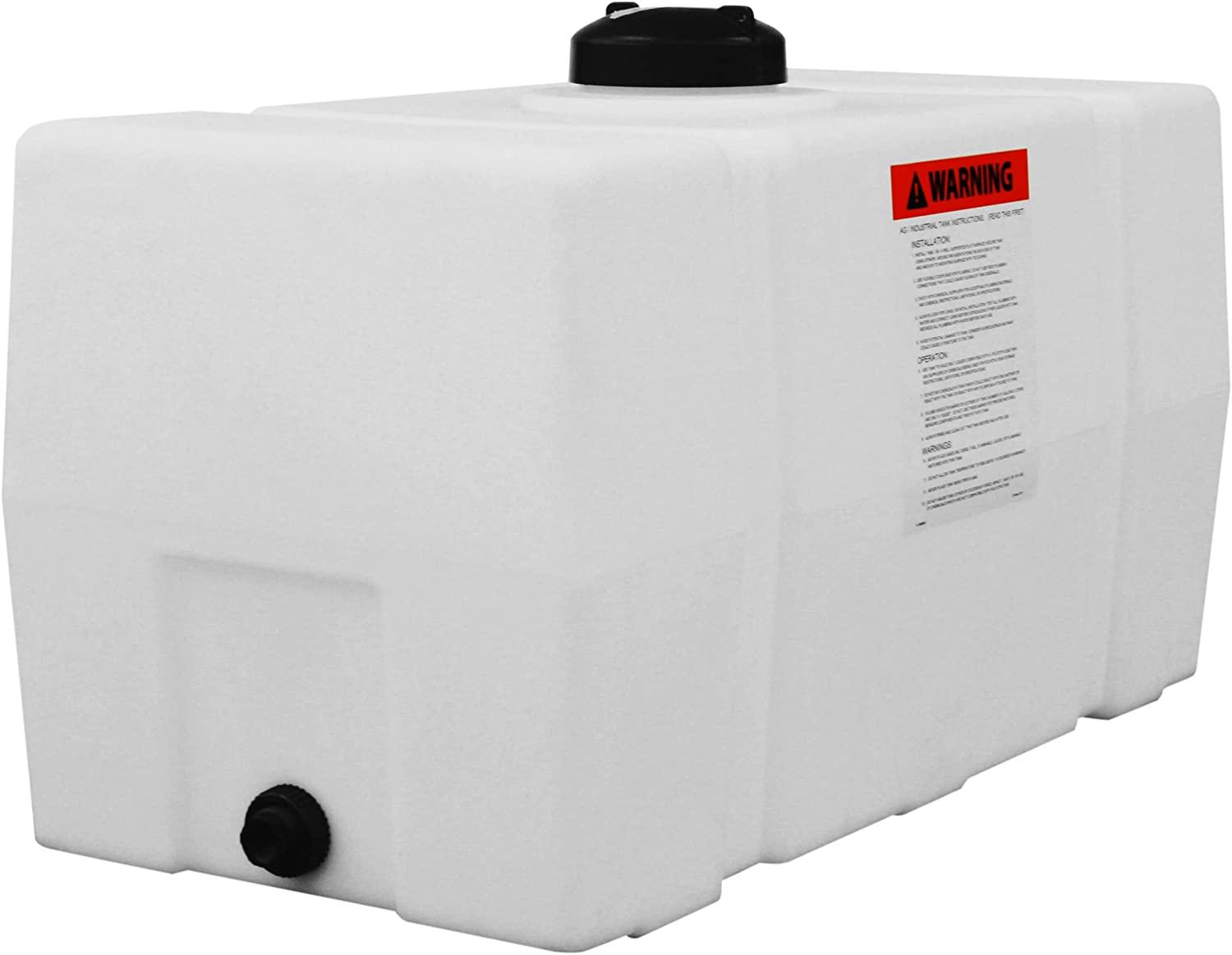 RomoTech 82123919 Horizontal Square Polyethylene Reservoir Water Tank for Farming Construction and More, 50 Gallon, Saddle - John Pierce Auto Care