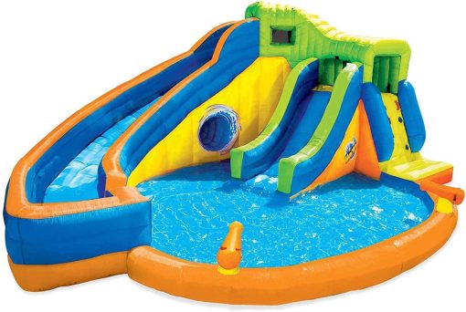 BANZAI Pipeline Twist Kids Inflatable Outdoor Backyard Water Pool Aqua Splash Park and Slides with Climbing Wall, Water Cannons, \u0026amp; Clubhouse, Ages 5 - John Pierce Auto Care