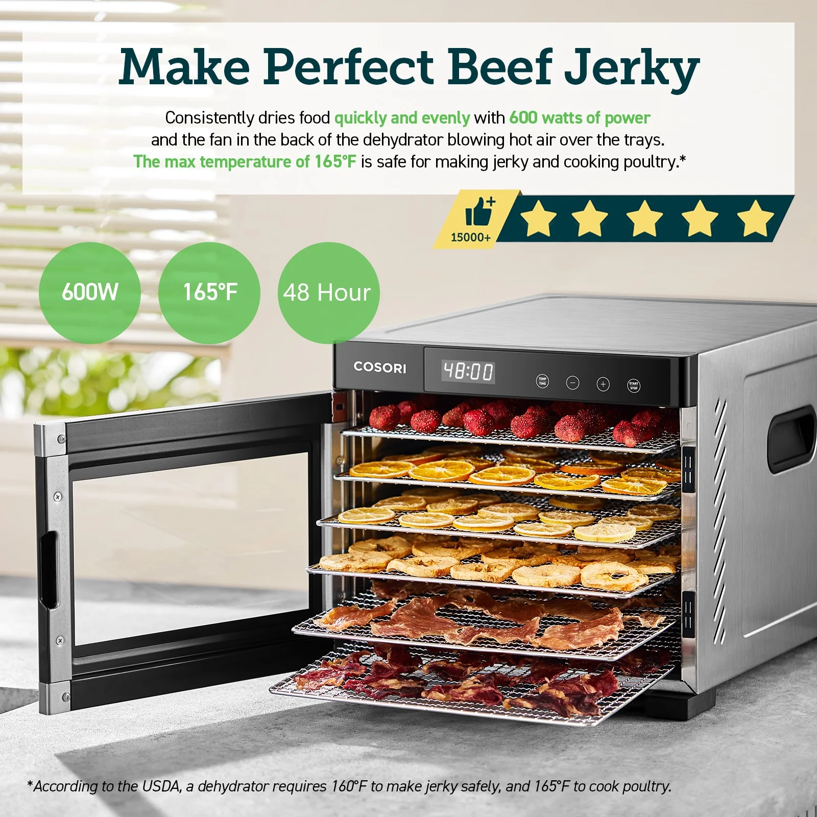 COSORI 6-Tray Stainless Steel Food Dehydrator, 600W - John Pierce Auto Care