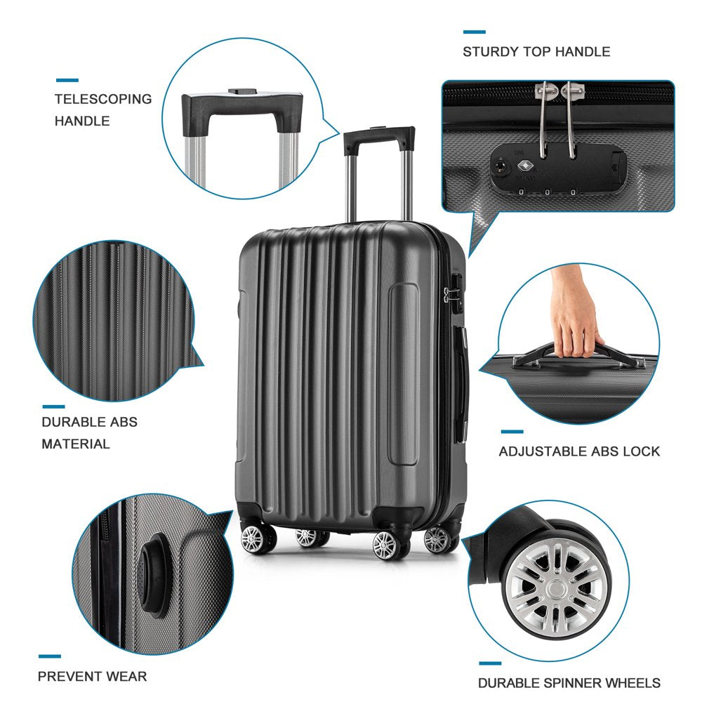 Zimtown 4 Piece Luggage Set, ABS Hard Shell Suitcase Luggage Sets Double Wheels with TSA Lock - John Pierce Auto Care