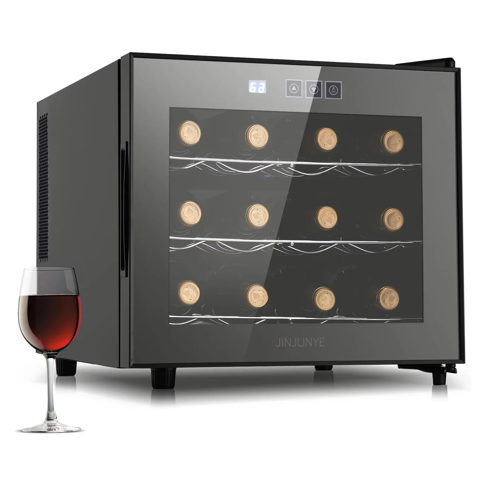 JINJUNYE Wine Cooler Refrigerator, 12 Bottle Wine Fridge Small, Countertop Wine Cooler with Temperature Control, Mini Freestanding Wine Cellars Glass Door for Home, Office, Bar, Gift for Men - John Pierce Auto Care