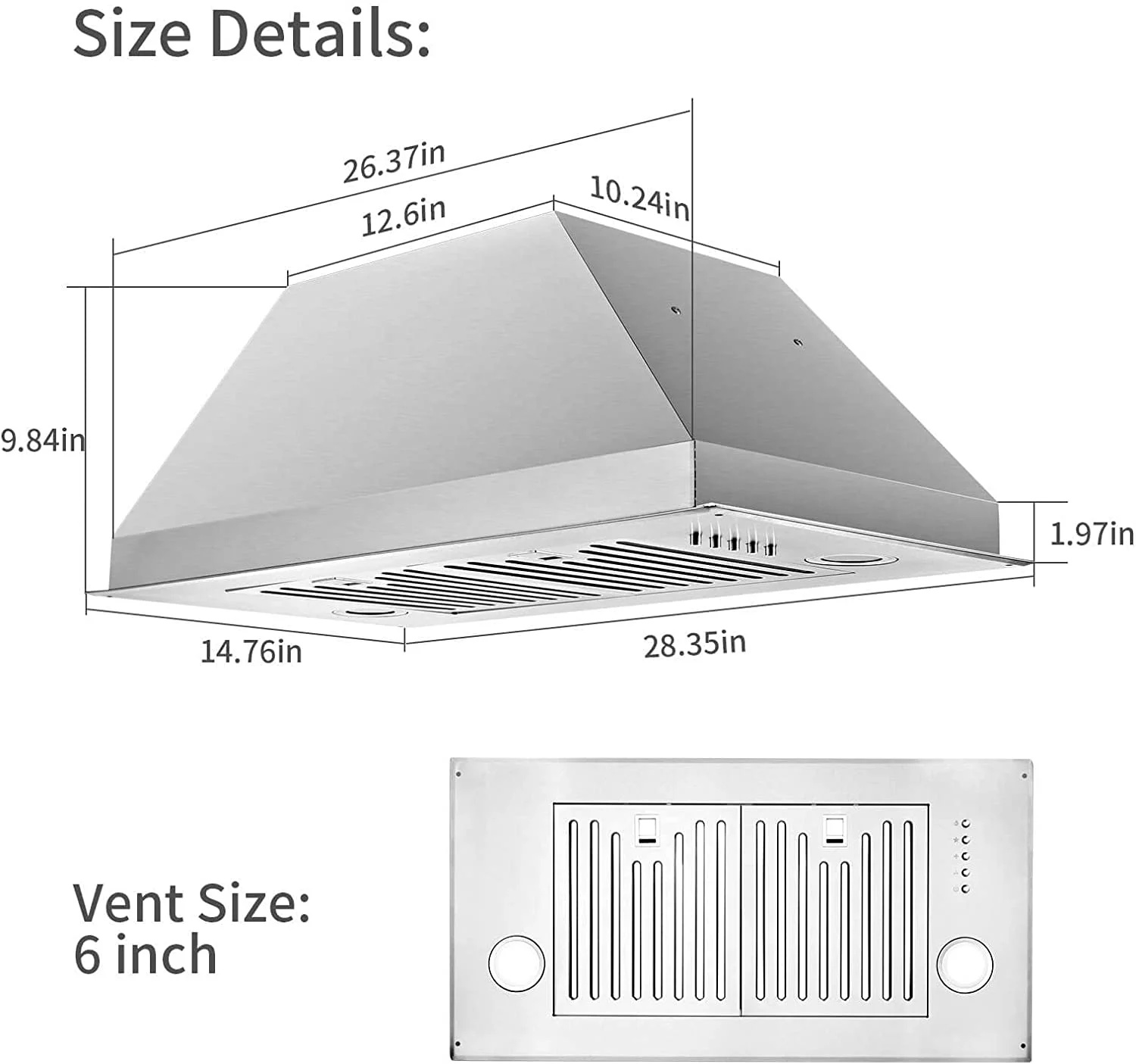 Range Hood 30 inch Insert Vent Hood 600 CFM Built in Stainless Steel Range Hood - John Pierce Auto Care