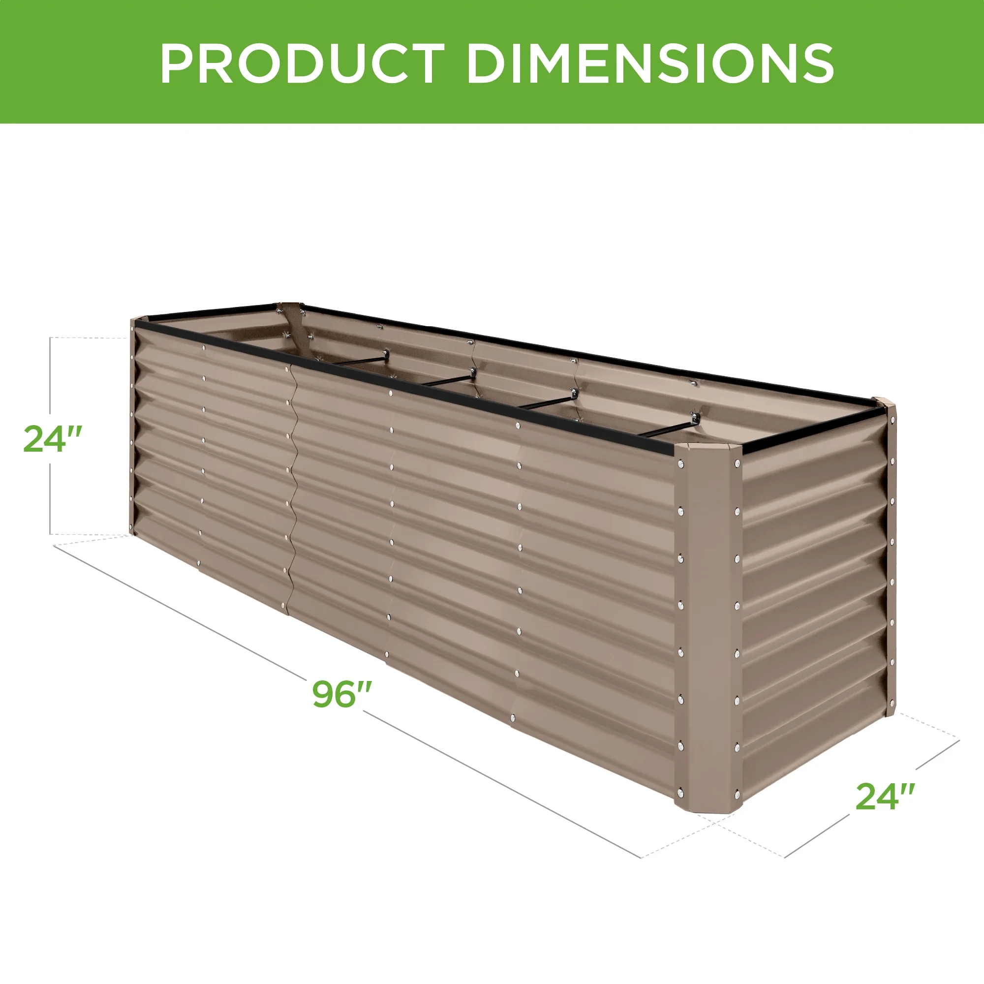 Best Choice Products 8x2x2ft Outdoor Metal Raised Garden Bed, Planter Box for Vegetables, Flowers, Herbs   Taupe - John Pierce Auto Care