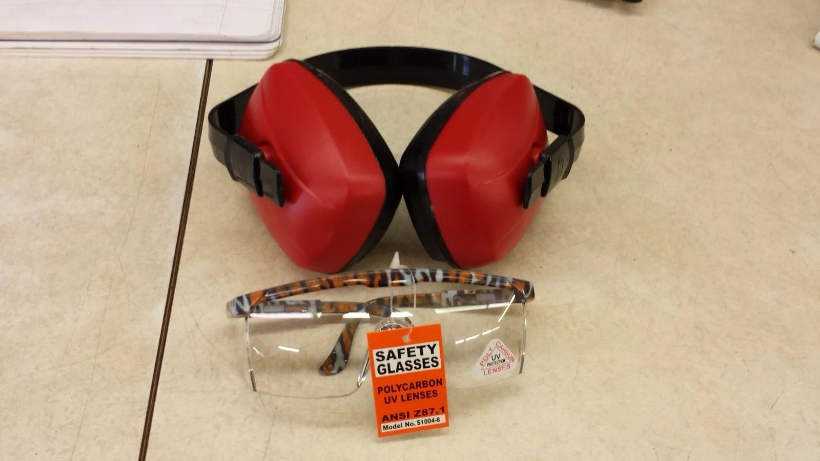 SAS 6105 Lightweight Banded Adjustable Ear Muff And Tiger Print Polycarbon Eye Protection Glasses - John Pierce Auto Care