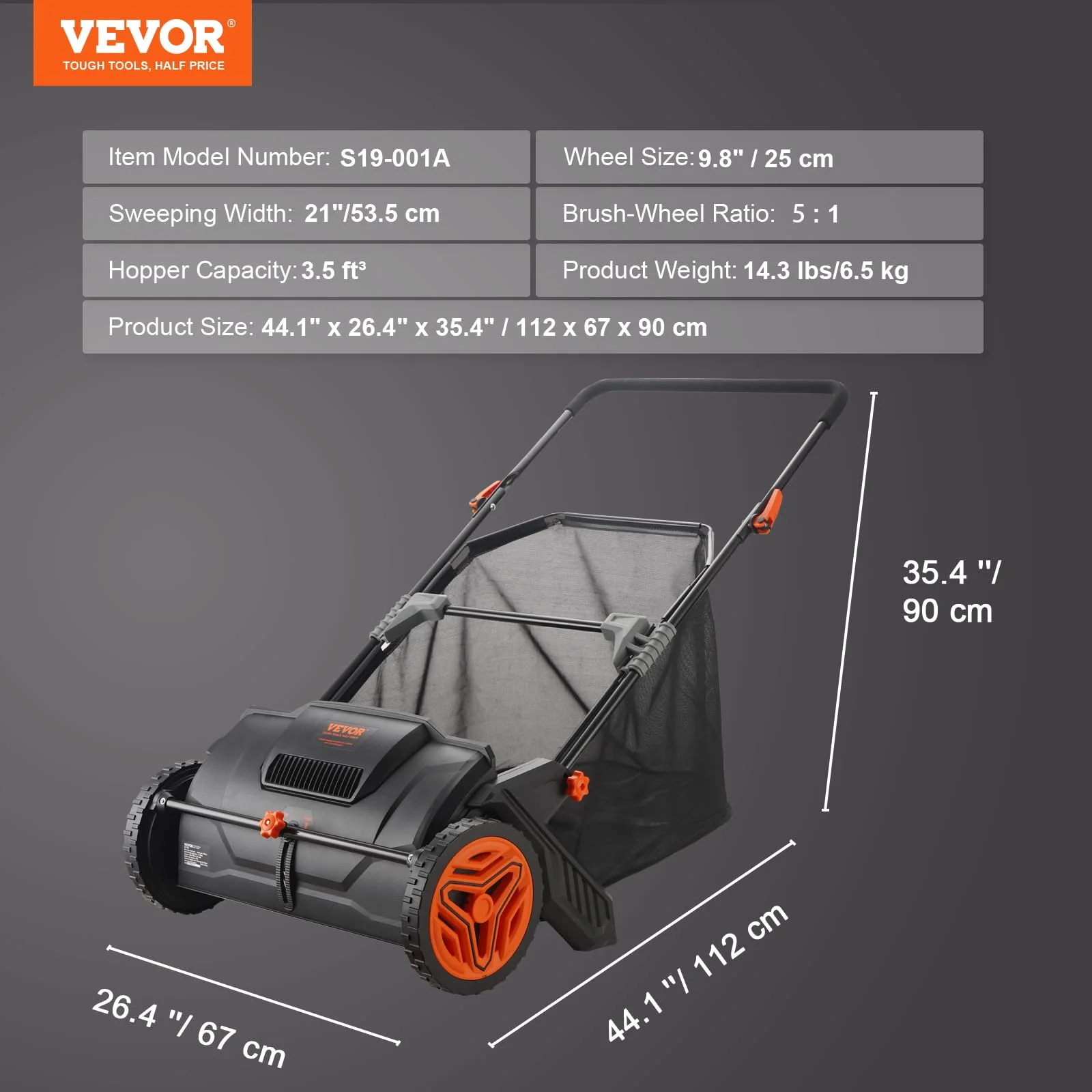 VEVOR 21-inch Push Lawn Sweeper - John Pierce Auto Care