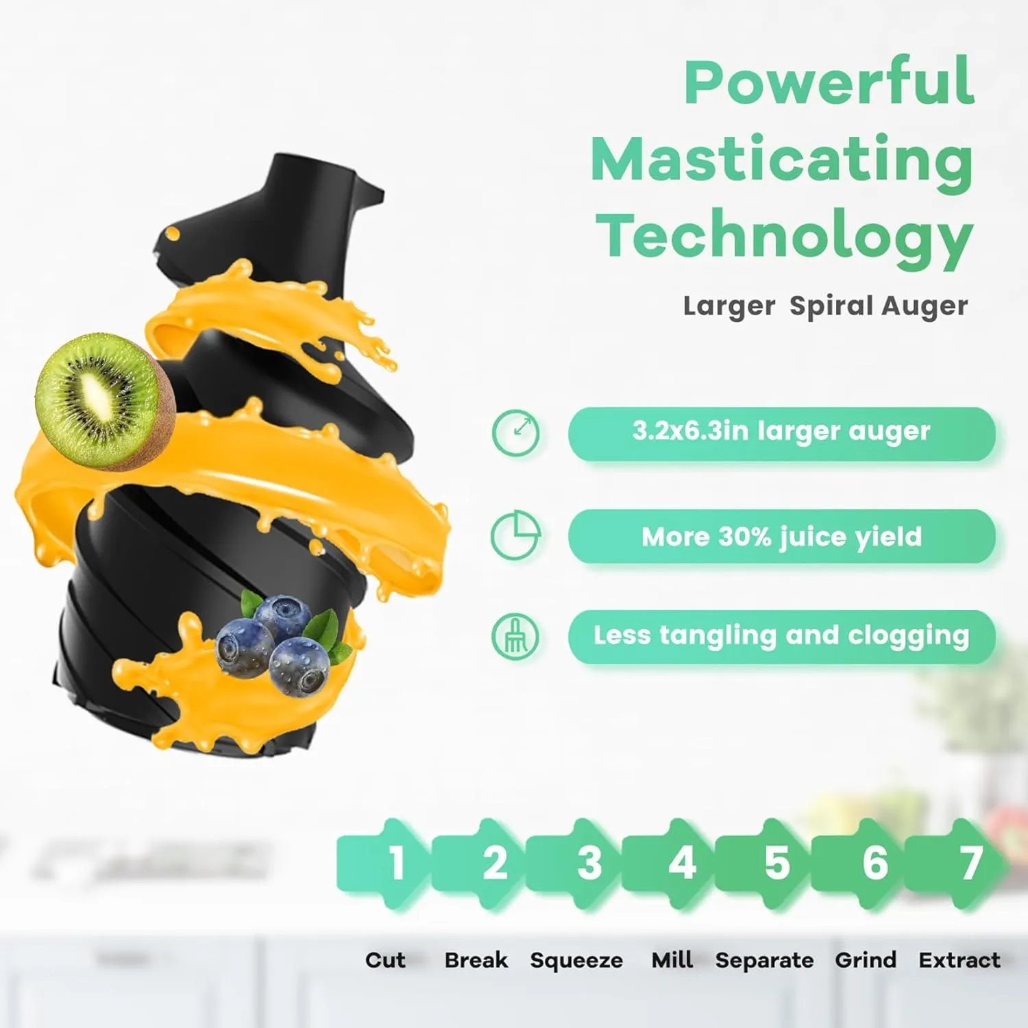 Chew Juicer, 3.5 inch (88 mm) powerful slow cooling juicer, large feed tank - John Pierce Auto Care