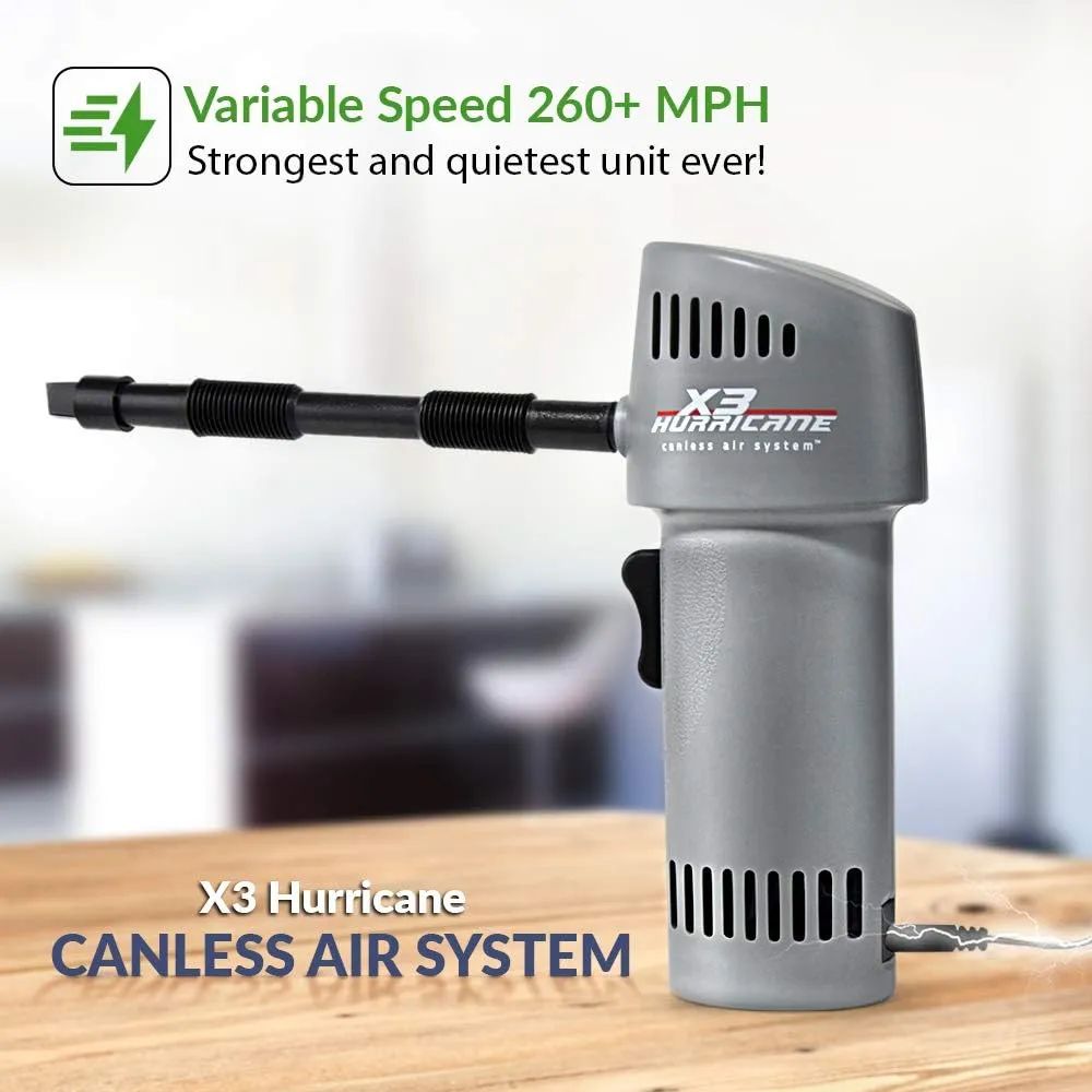 X3 Hurricane compressed Air Dust collector | adjustable speeds up to 260 MPH | Made in the USA | cordless rechargeable blower for cleaning - John Pierce Auto Care