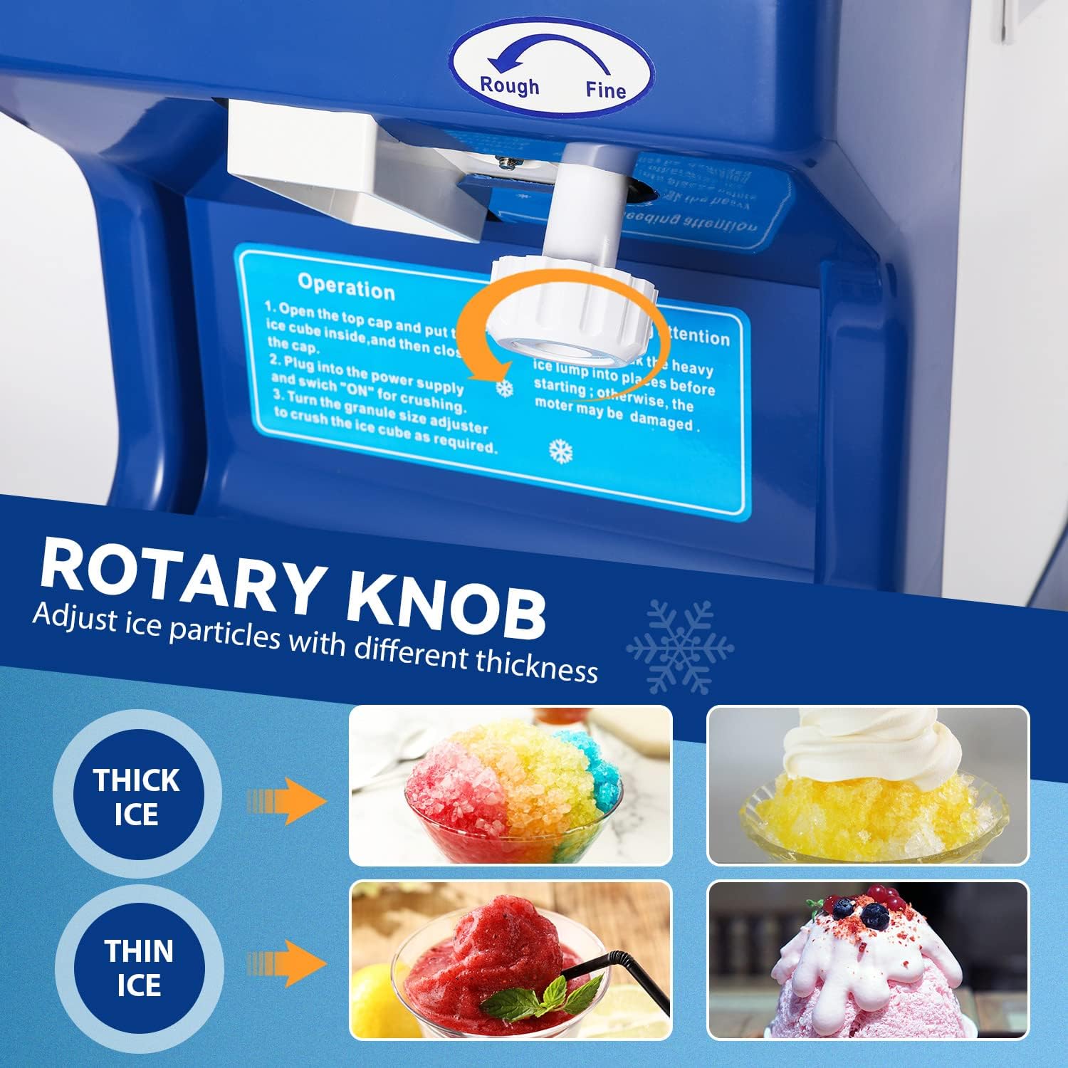 Commercial ice shredder Electric shave ice machine 300W automatic shave ice machine 1400RPM adjustable thickness 441 lb\/h shave ice machine - John Pierce Auto Care