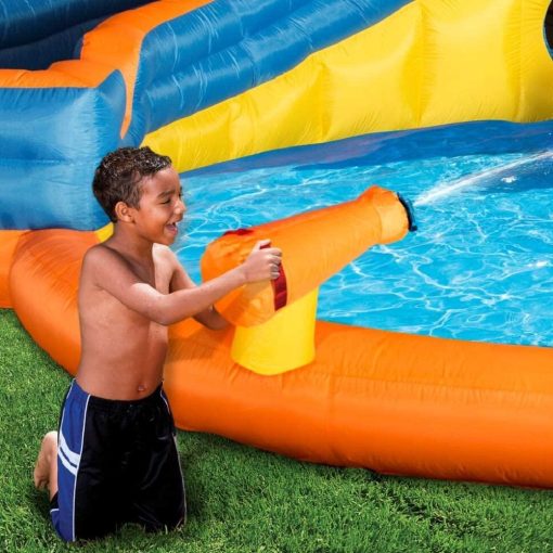 BANZAI Pipeline Twist Kids Inflatable Outdoor Backyard Water Pool Aqua Splash Park and Slides with Climbing Wall, Water Cannons, \u0026amp; Clubhouse, Ages 5 - John Pierce Auto Care