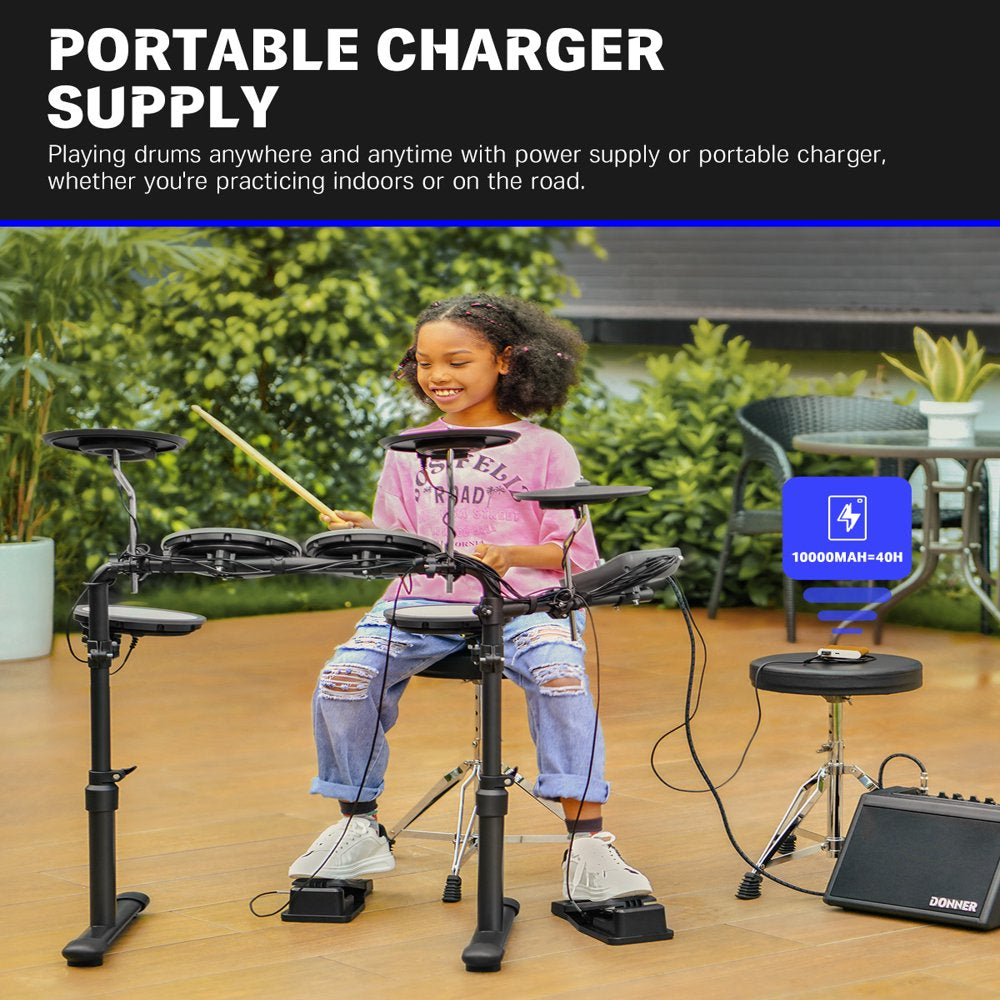 Donner Electric Drum Set For Kids Beginner, 68  Sounds, Quiet Mesh Pad - John Pierce Auto Care