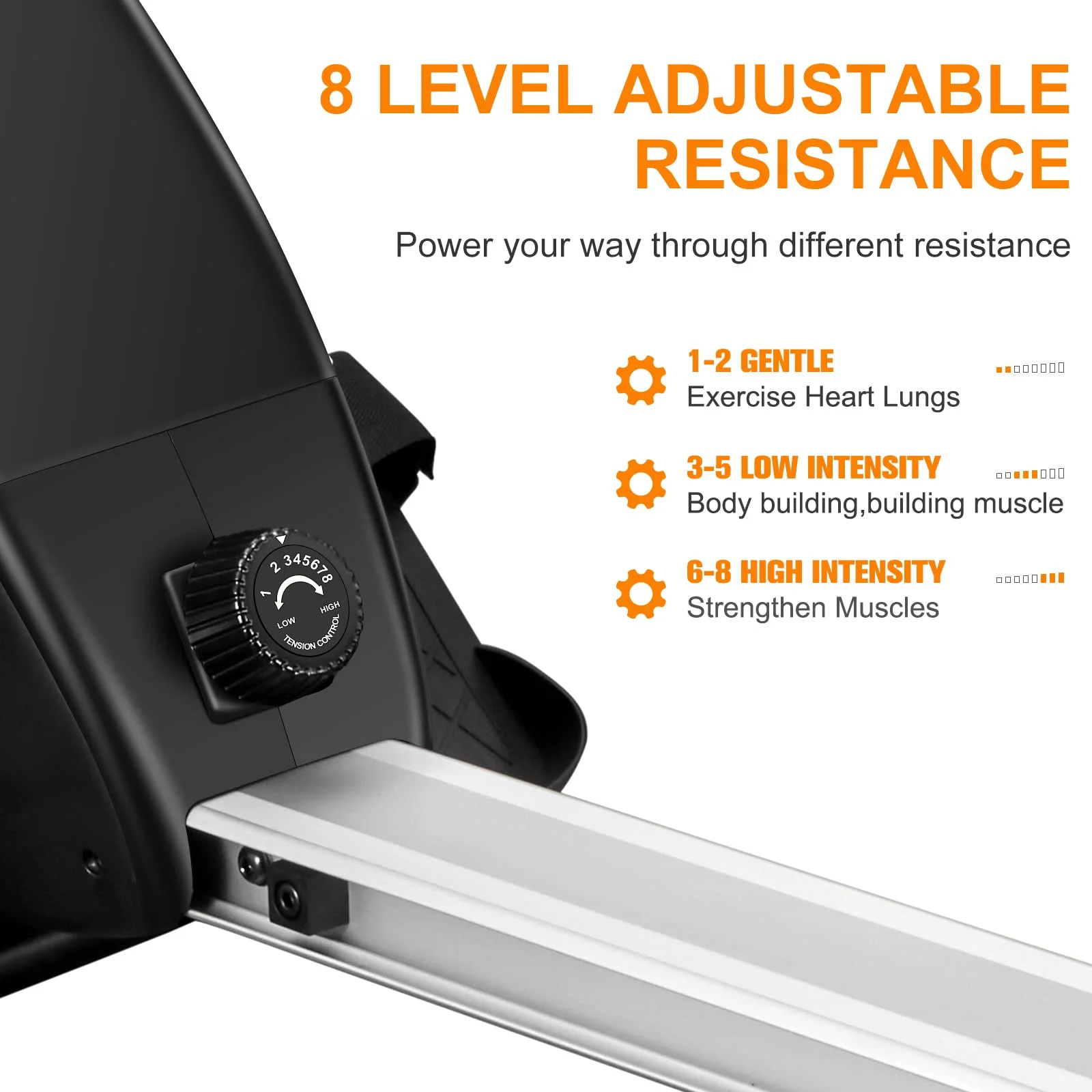 FISUP Rowing Machine with 8 Level Adjustable Magnetic Resistance Indoor Rower Machines for Home Fitness Cardio Workout - John Pierce Auto Care