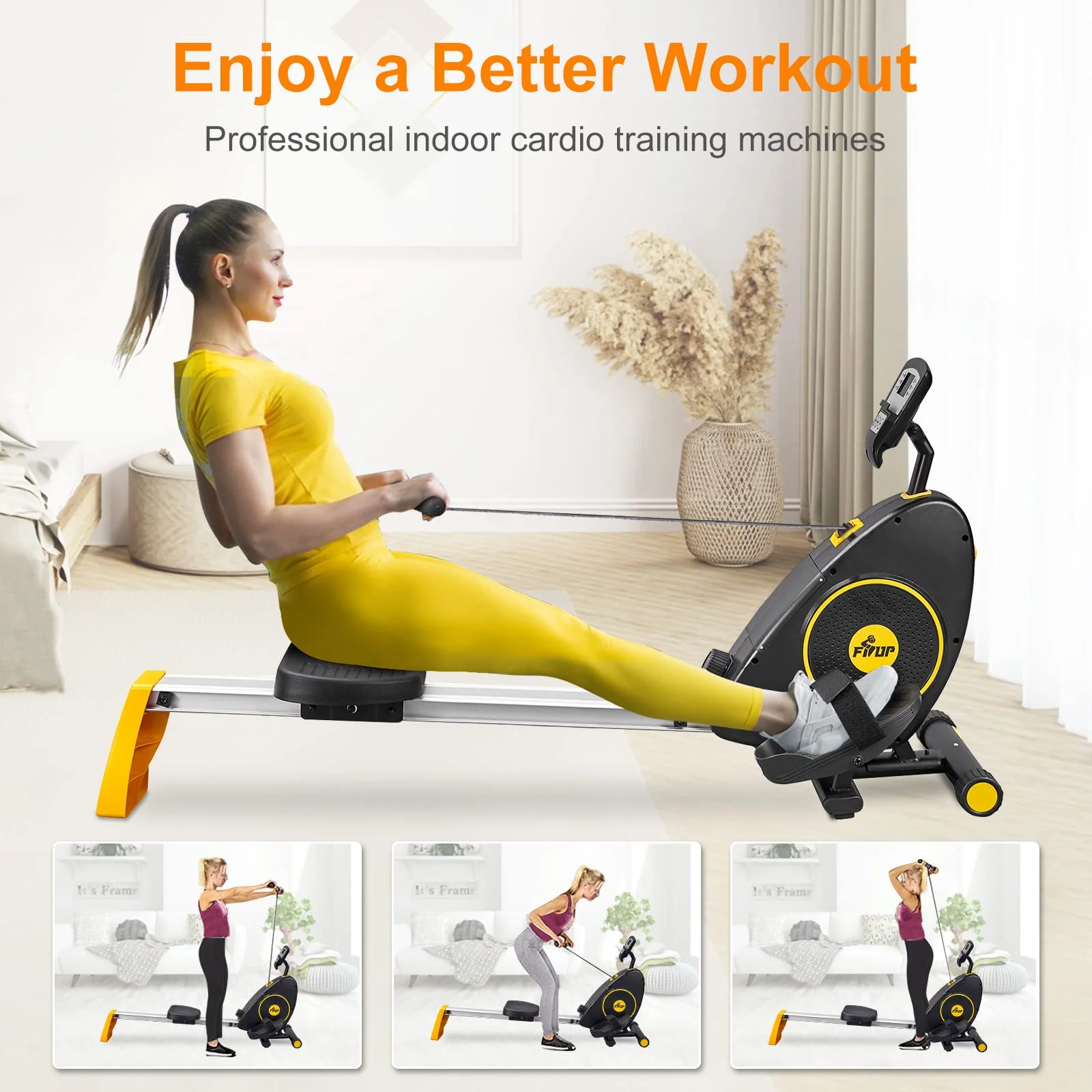 FISUP Rowing Machine with 8 Level Adjustable Magnetic Resistance Indoor Rower Machines for Home Fitness Cardio Workout - John Pierce Auto Care