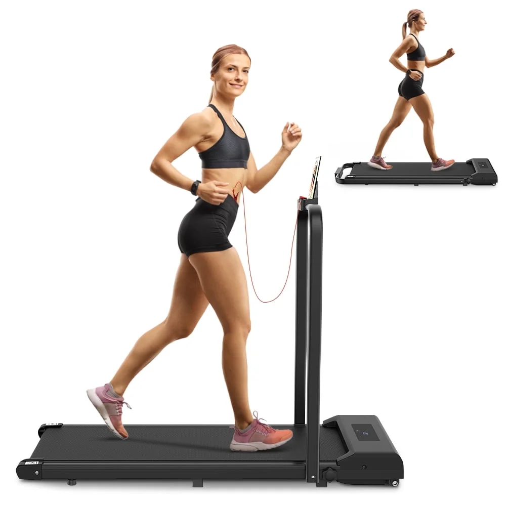 Bigzzia 2 in 1 Under Desk Treadmill, 2.5HP No Installation Portable Handrail Treadmills Running Machine, 6.25MPH, Treadmill with LED Display and Wireless Remote Control for Home\/Office, 265 Lb - John Pierce Auto Care