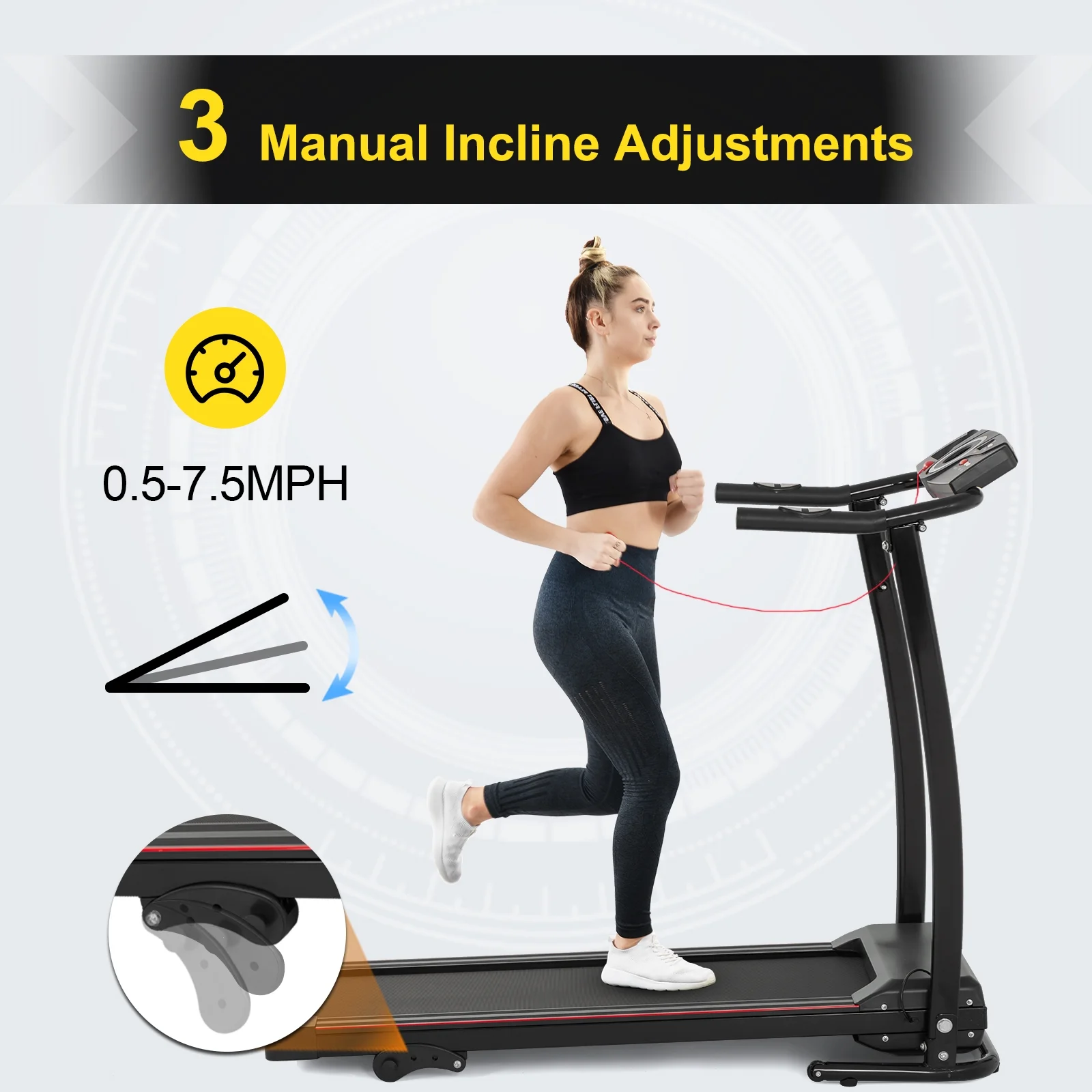 FYC Folding Treadmill with Incline, 2.5HP Electric Motorized Treadmill Running Exercise Machine Compact Treadmill for Home Gym Fitness Workout Jogging Walking 220 LBS Capacity - John Pierce Auto Care