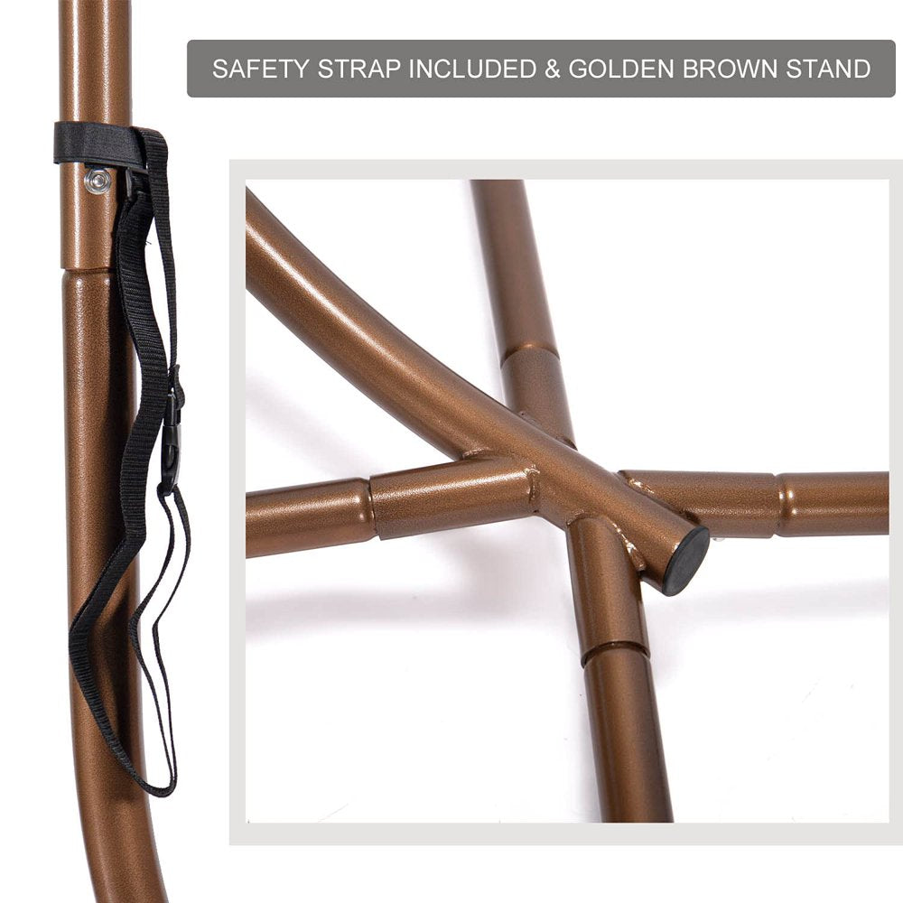 Nicesoul Foldable PE Wicker Brown Hanging Egg Chair With Stand Swing Chair With Cushion and Pillow Capacity 350lbs - John Pierce Auto Care