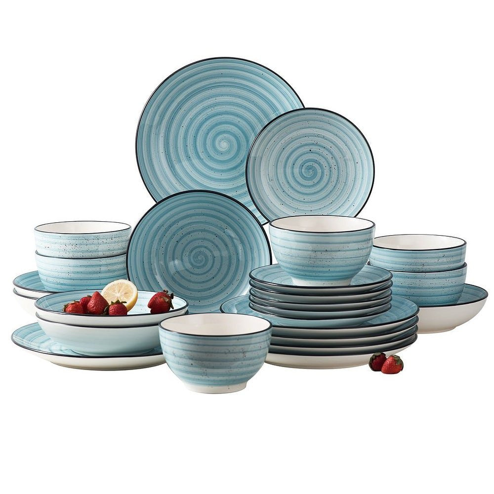 Vancasso 48 Piece Stoneware Dinnerware Set, Blue Dinner Set, Service for 12 - John Pierce Auto Care