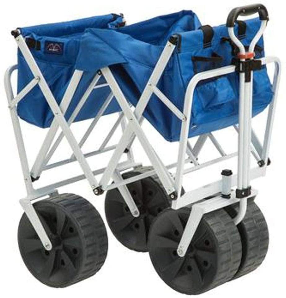 Mac Sports Heavy Duty Collapsible Folding All Terrain Utility Beach Wagon Cart, Blue\/Black - John Pierce Auto Care