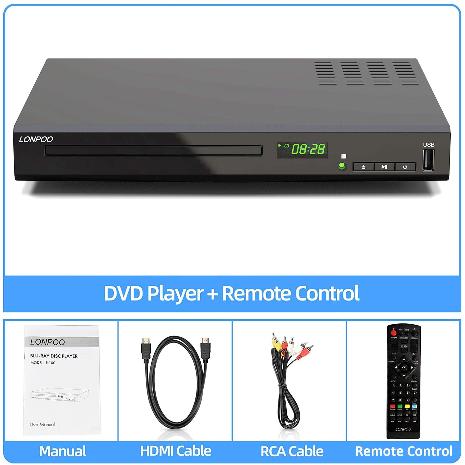 HD Blu Ray Disc Player for TV with HDMI and AV Cables, 1080P, Built in PAL NTSC - John Pierce Auto Care