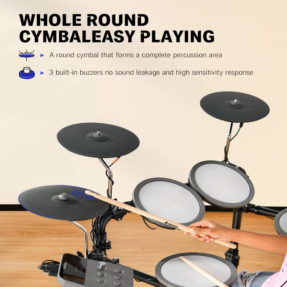 Donner Electric Drum Set For Kids Beginner, 68  Sounds, Quiet Mesh Pad - John Pierce Auto Care