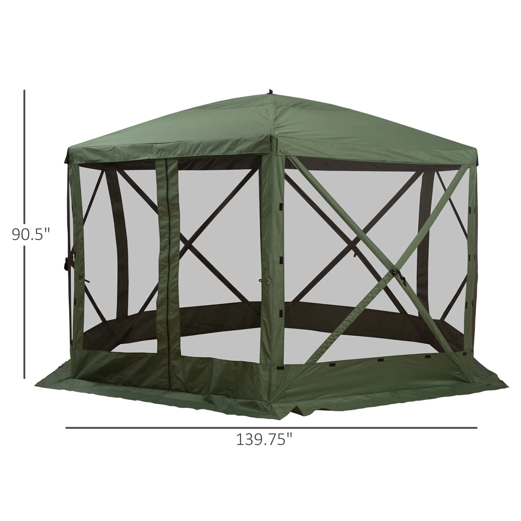 Outsunny 12\u0026#039; x 12\u0026#039; Hexagon Screen House, Pop Up Tent Portable Gazebo Canopy Shelter with Mesh Netting Walls, Carry Bag and Shaded Interior, Green - John Pierce Auto Care