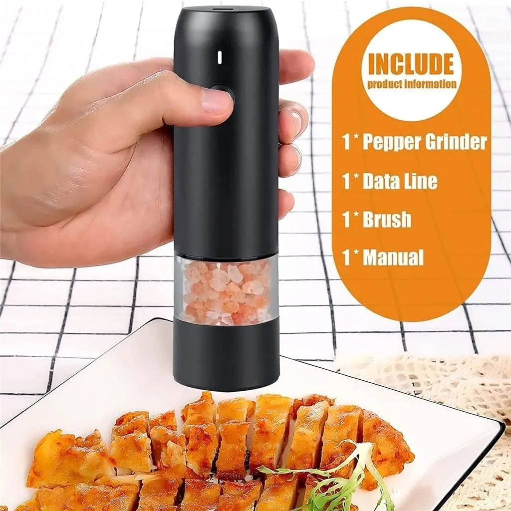 Electric Automatic Mill Pepper and Salt Grinder USB Spice Salt Pepper Grinder with LED Light Adjustable Coarseness Mill Convenient and Durable - John Pierce Auto Care