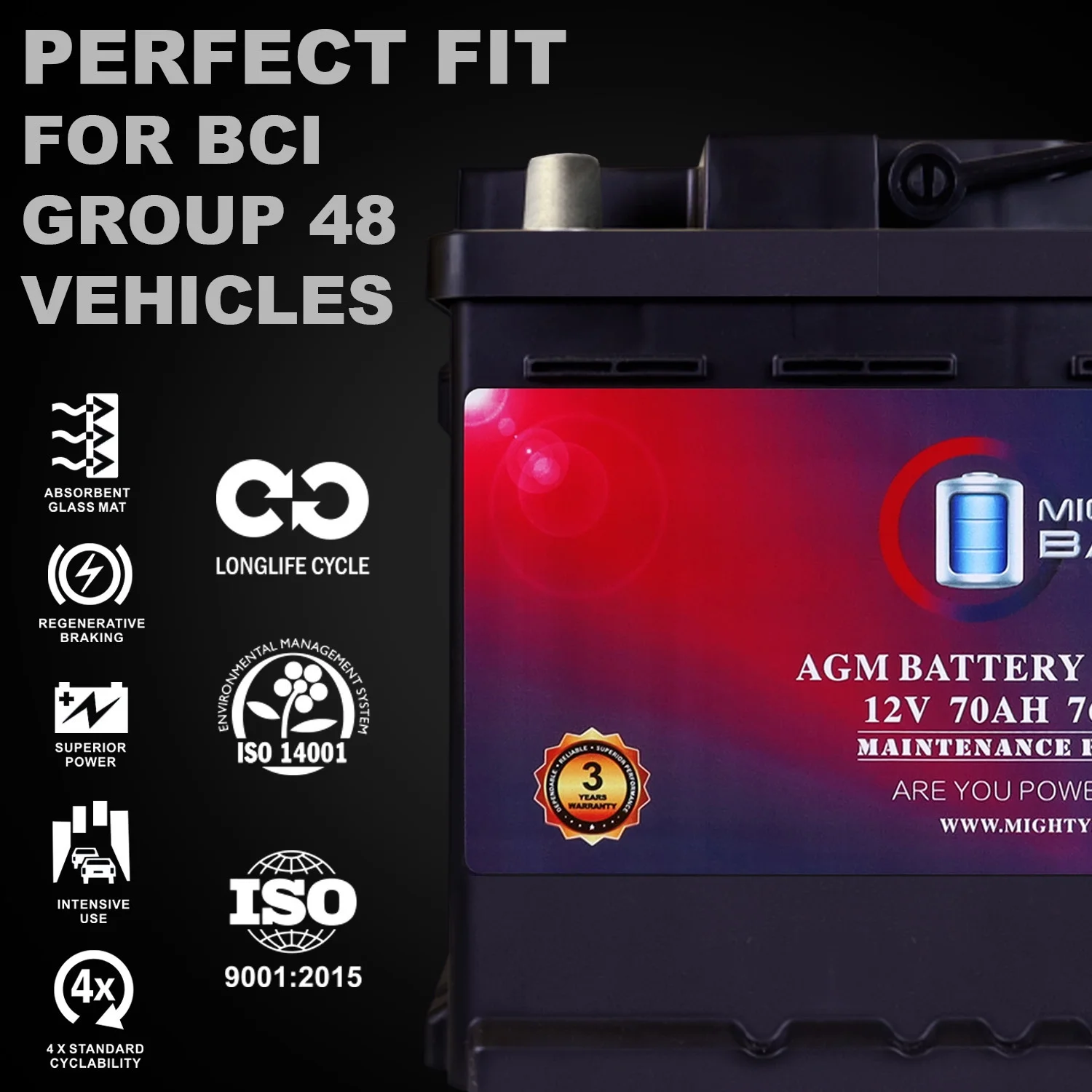 MM H6 Group 48 12V 70AH 120RC 760CCA Replacement Battery Compatible with Chevrolet Silverado 1500 1\/2 Ton 07 13 - John Pierce Auto Care