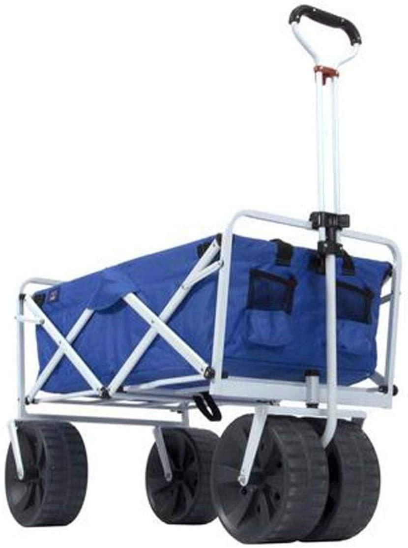 Mac Sports Heavy Duty Collapsible Folding All Terrain Utility Beach Wagon Cart, Blue\/Black - John Pierce Auto Care