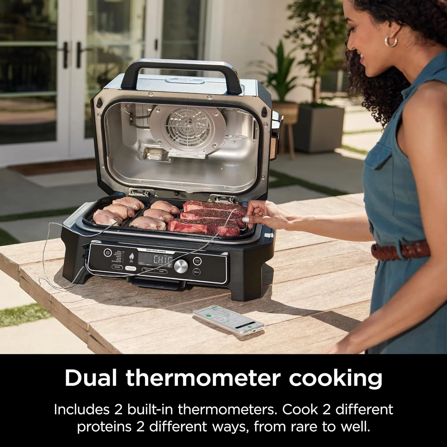 Premium XL Outdoor Grill \u0026amp; Smoker, Bluetooth, App Enabled, 7 in 1 Master Grill, BBQ Smoker, Outdoor Air Fryer, Woodfire Technology, 2 Built In Thermometers, Black - John Pierce Auto Care