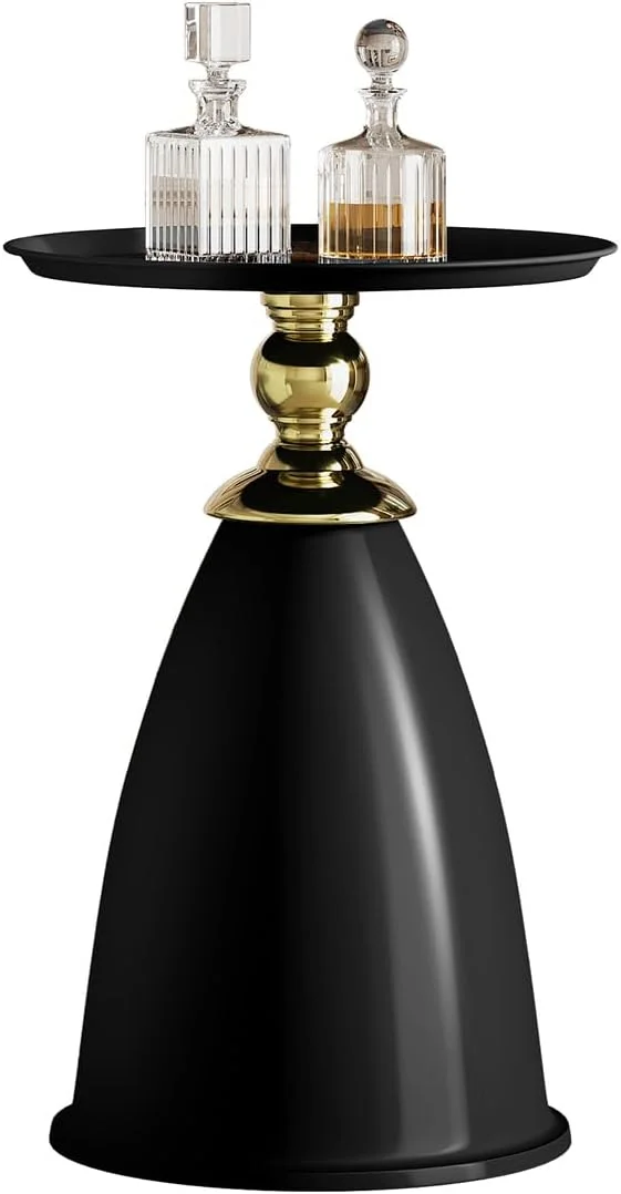 RSJIWOGZ 15 Inch Round End Metal Round for Small Sppace Modern Space Saving Pedestal Nightstand Room Bedroom Luxury Gold End (Gold Type ) - John Pierce Auto Care