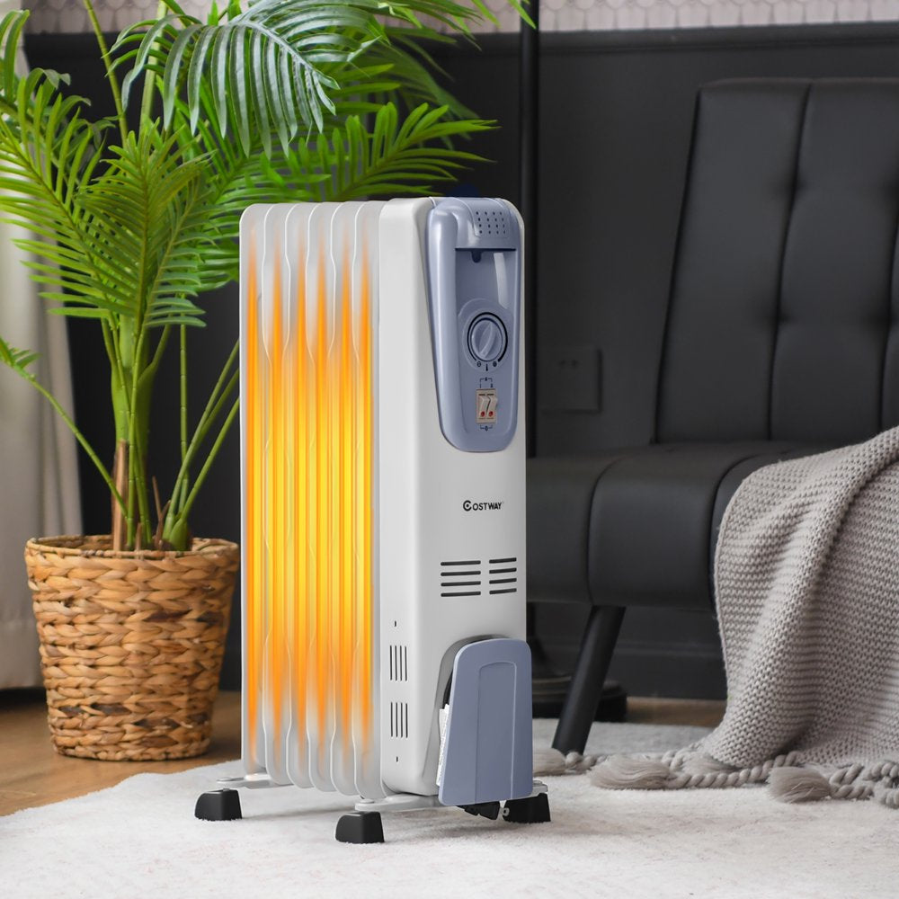 Costway 1500W Electric Oil Filled Radiator Space Heater 7 Fin Thermostat Room Radiant - John Pierce Auto Care