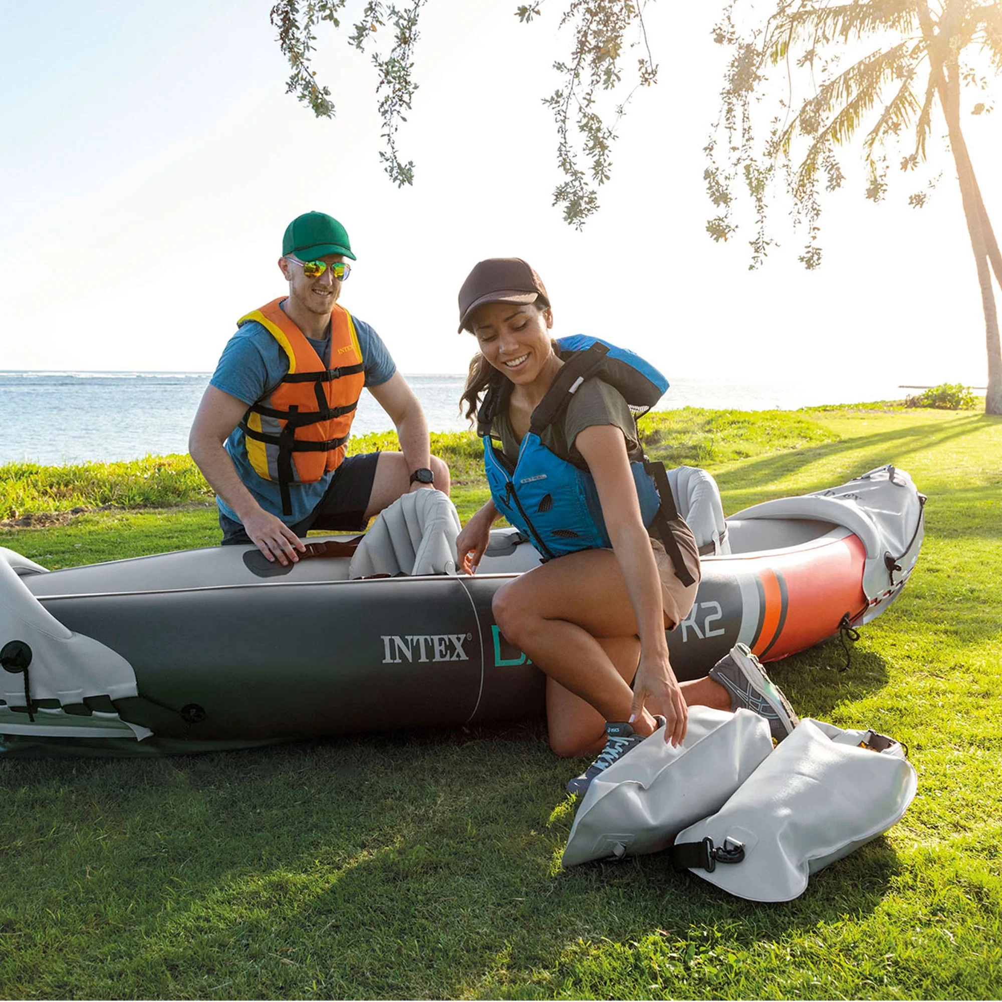 Open Box Intex Dakota K2 2 Person Vinyl Inflatable Kayak with Oars and Pump - John Pierce Auto Care