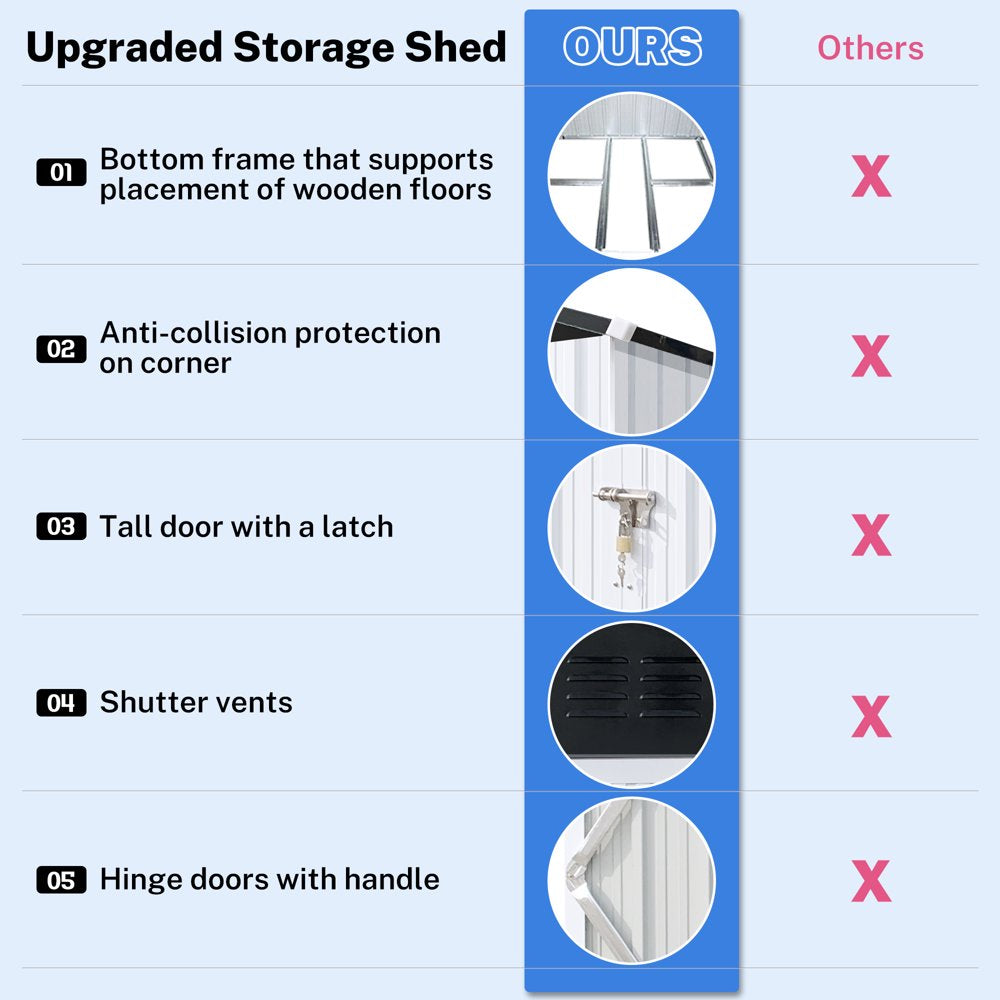 Seizeen 6\u0026#039; X 4\u0026#039; Outdoor Metal Storage Shed, Tools Storage Shed with Lockable Doors - John Pierce Auto Care