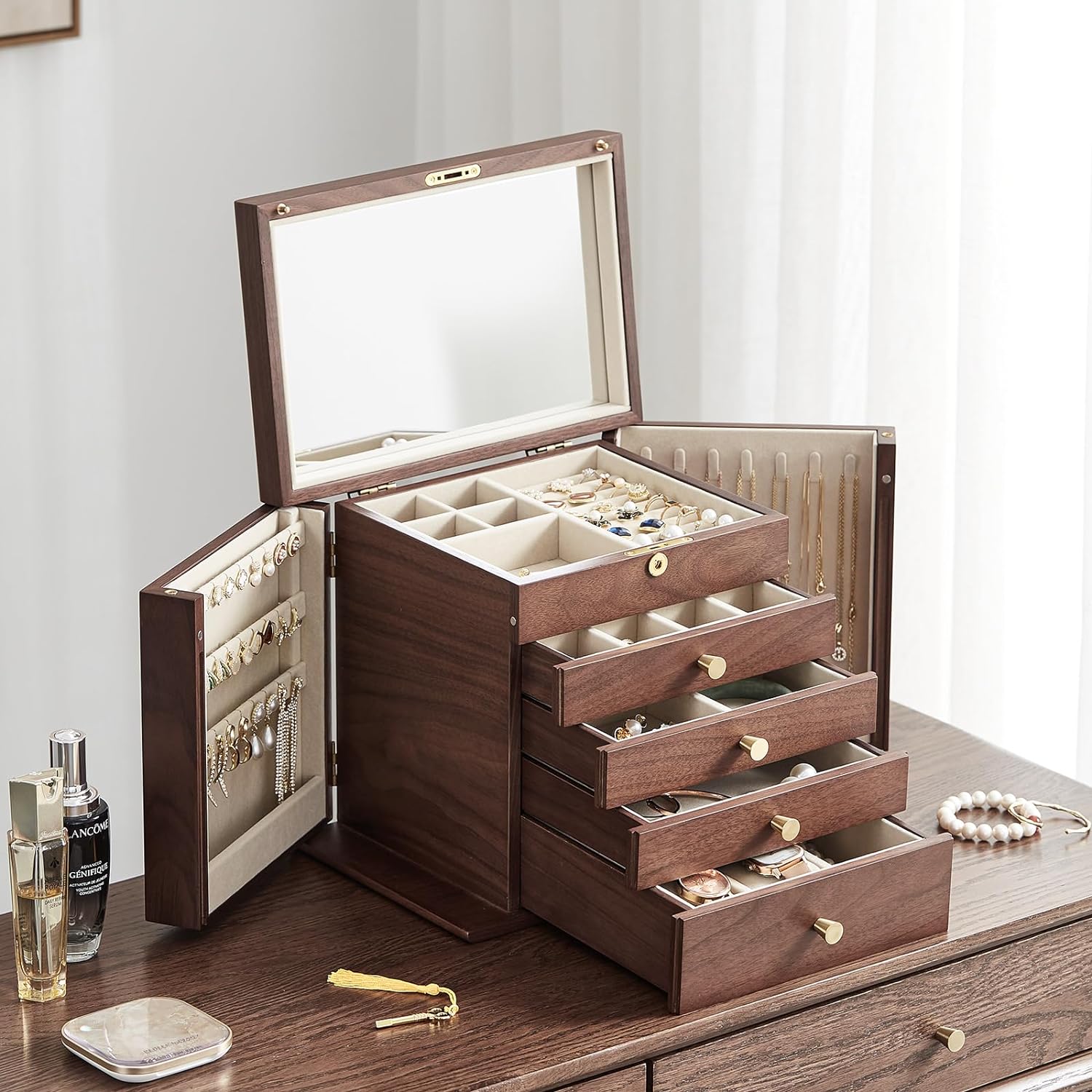 Black walnut jewelry box, 5 layers of solid wood - John Pierce Auto Care